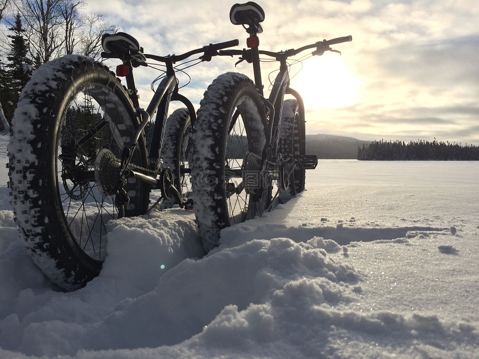 自行车,雪,冬天风景
