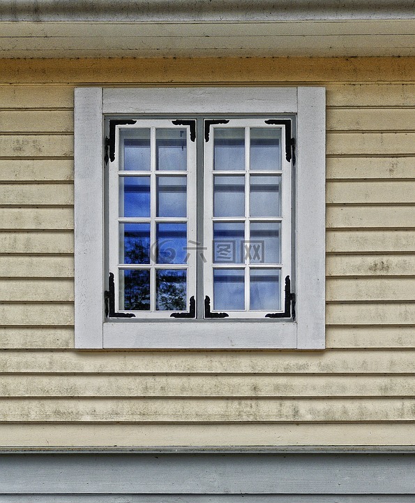 窗口,木窗口,木材门面
