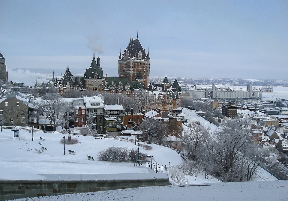 魁北克省,城堡,古老的小镇