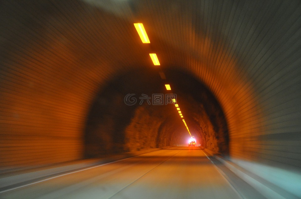 隧道,橙色,车