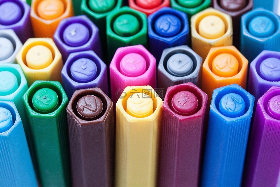 彩色的铅笔,毡尖笔,颜色