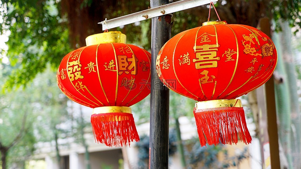 红灯笼,中国新年,庆祝