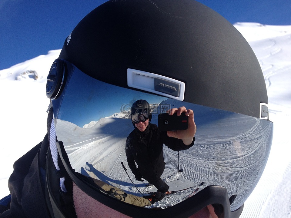 风镜,镜像,滑雪运行
