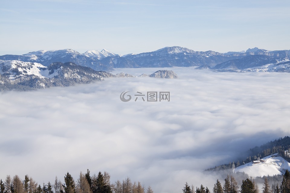 山,雾,景观