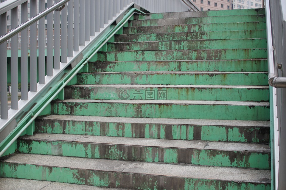 楼梯,高架桥,绿色