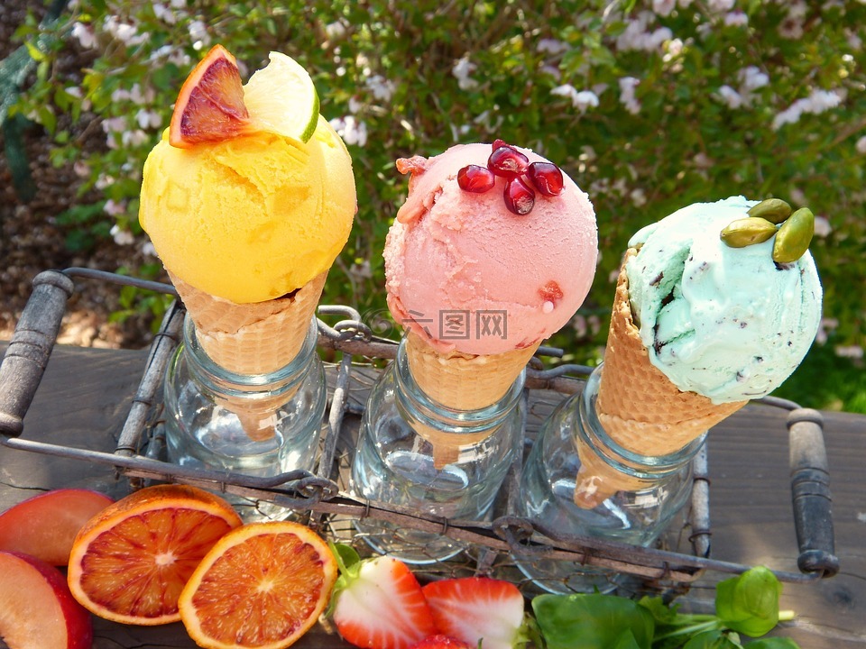 冰淇淋,口味冰淇淋,水果