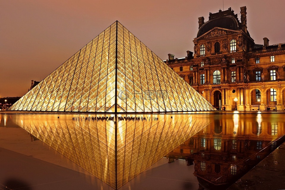 罗浮宫,金字塔,巴黎