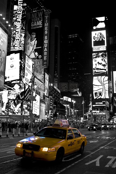 纽约,时间广场,黑色白色