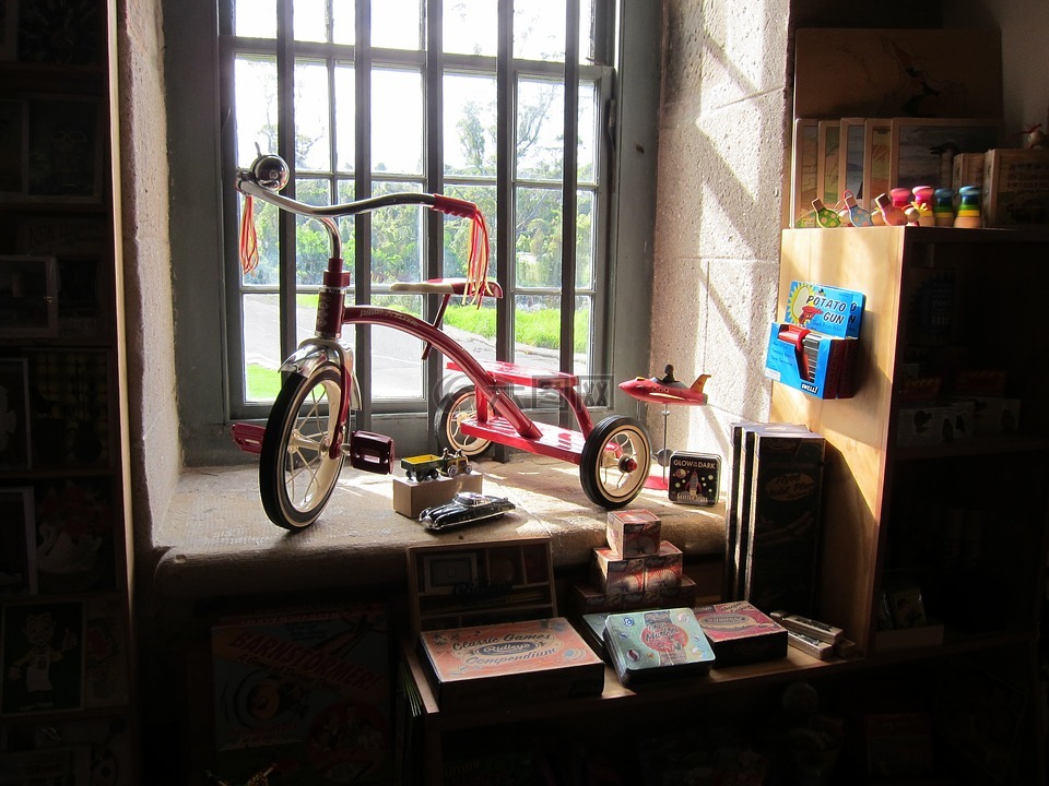 玩具,窗口,自行车