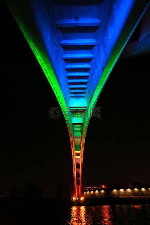 桥,夜景,首尔的夜景