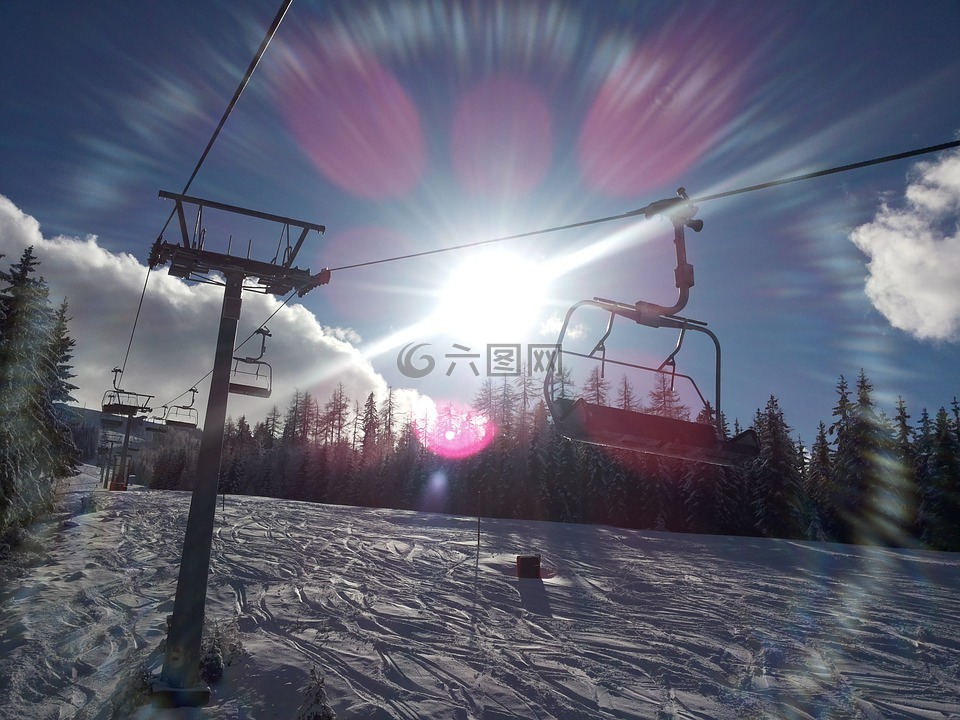 滑雪缆车,滑雪,滑雪区域
