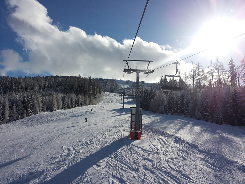 滑雪缆车,滑雪,滑雪区域