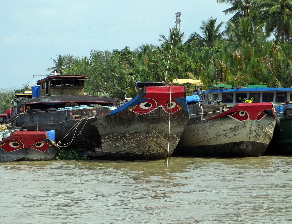 越南,湄公河,驳船
