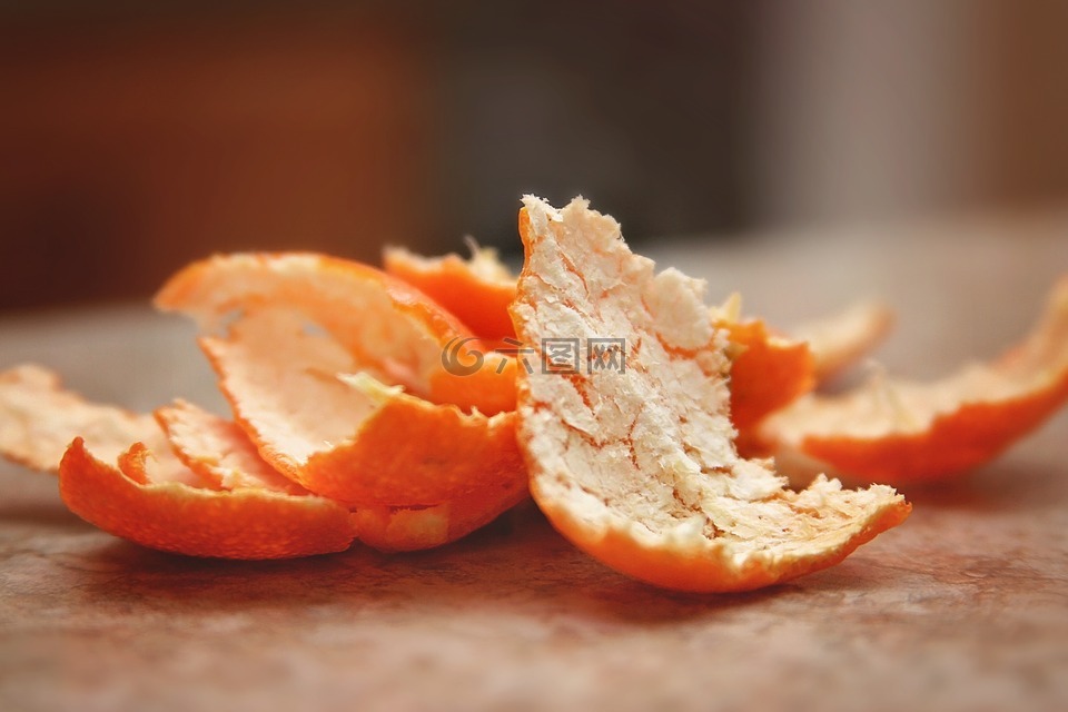 橙色,果皮,特写