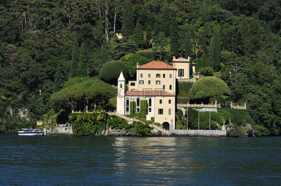 别墅,意大利,湖