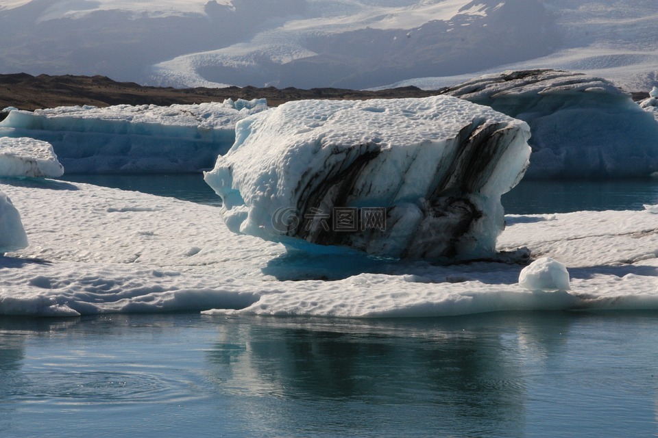 jökulsárlón,冰川,环礁湖