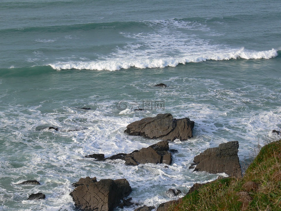 科尼什,海,景观