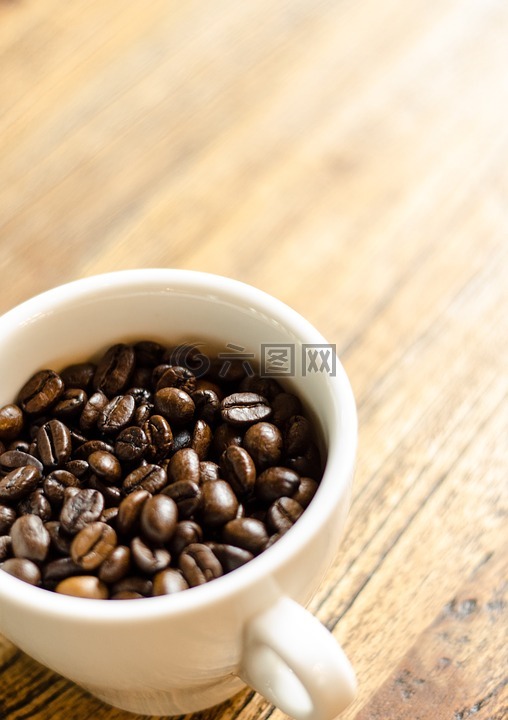 咖啡豆,杯,咖啡