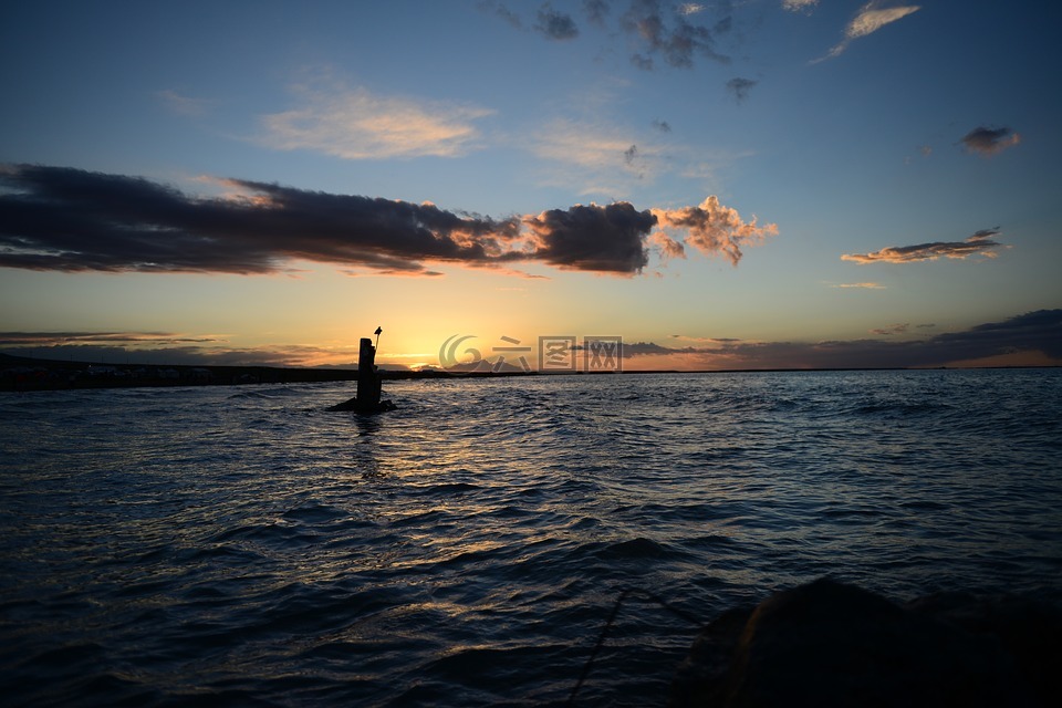 夕阳,青海湖,光