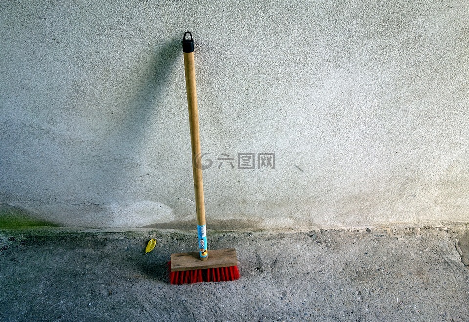 扫帚,墙,清洁