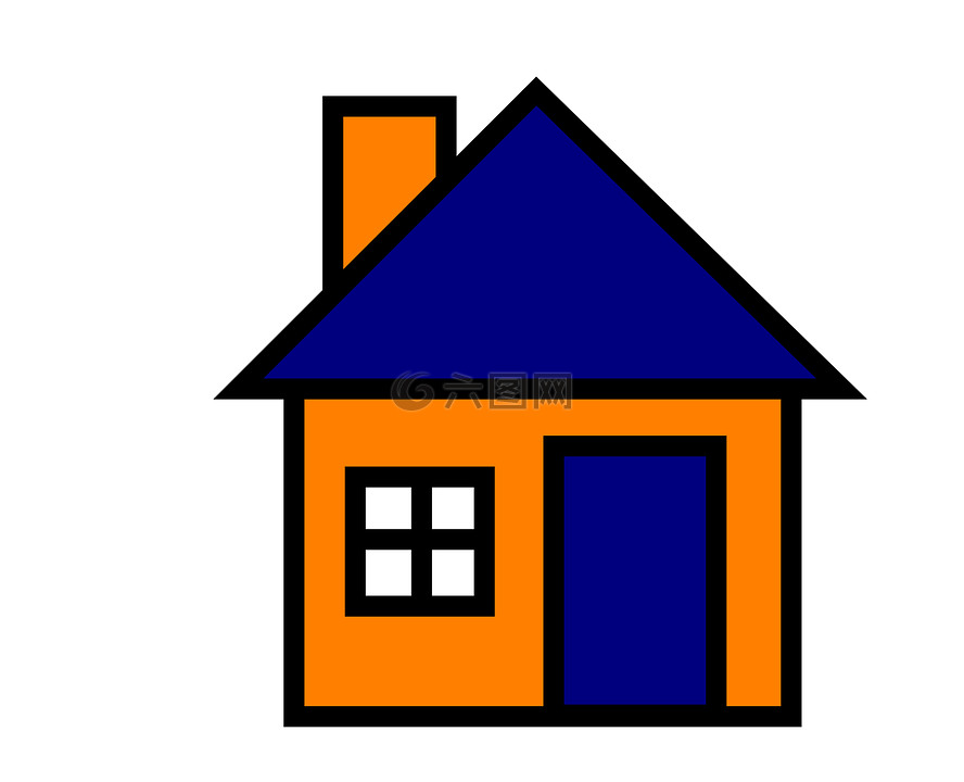 房子,蓝色,橙色