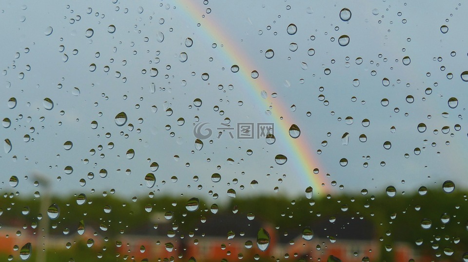 雨点,雨,彩虹