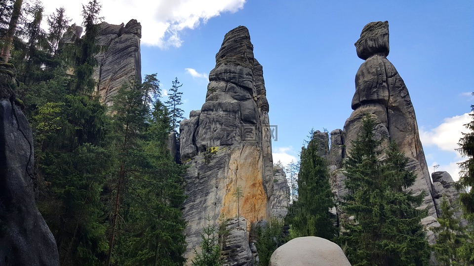 adršpach,岩石,捷克共和国
