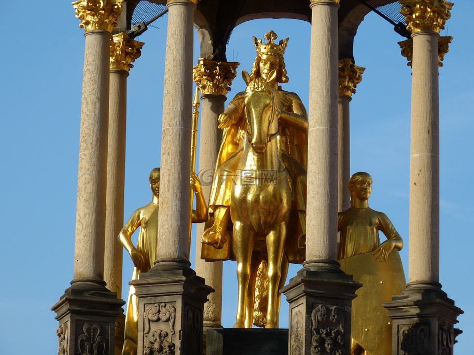 皇帝,雕像,黄金