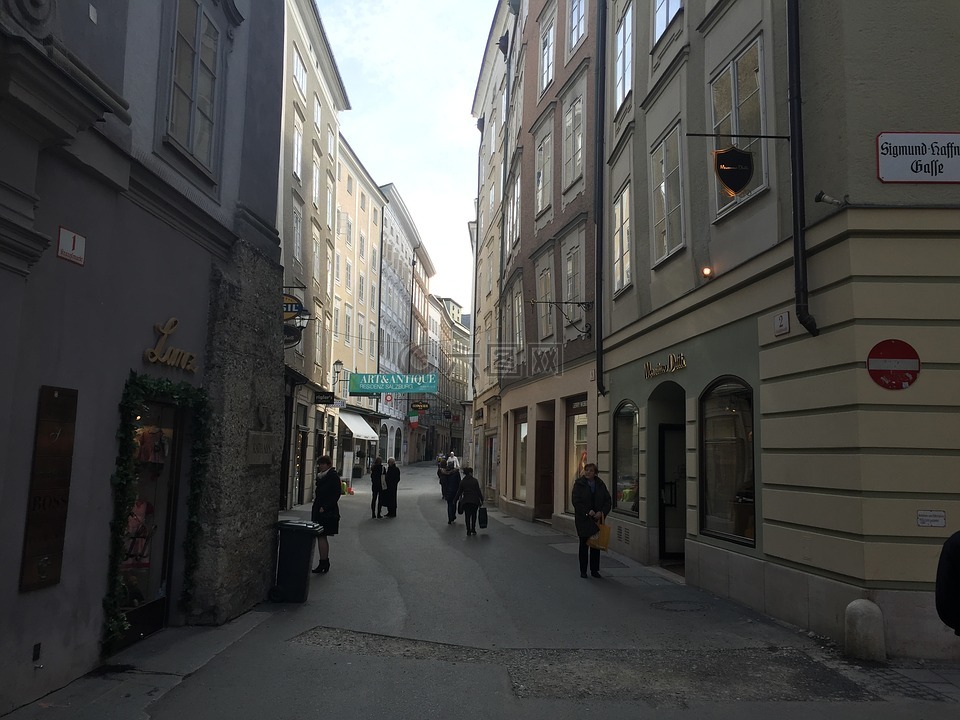 欧洲,街,狭窄的街道