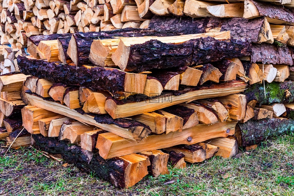 木,分裂木材,木材的壁炉
