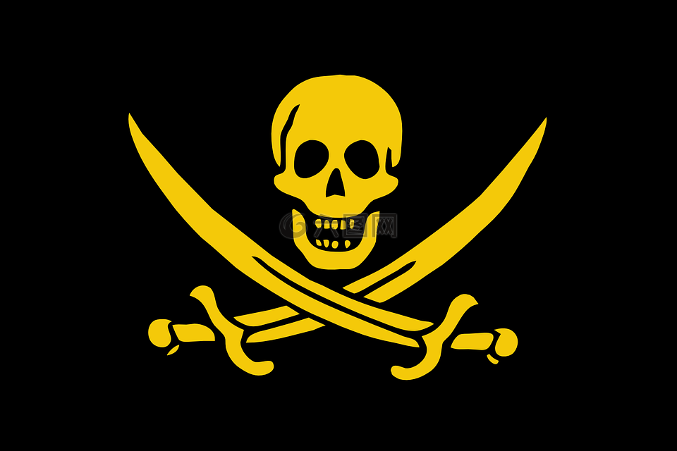 海盗旗,死亡的头,黑
