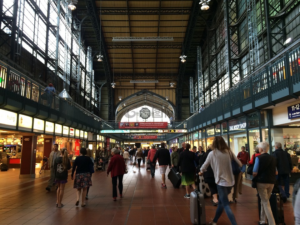 人群,火车站,中心站汉堡