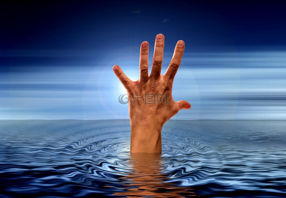 手,海,水