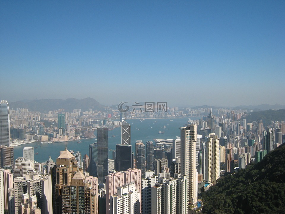 香港,天际线,摩天大楼