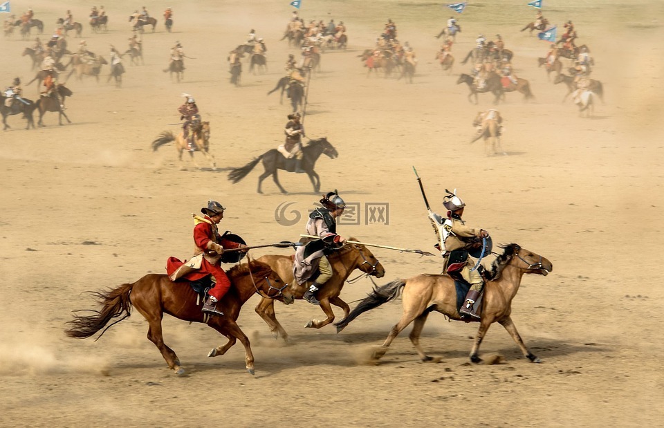 马,蒙古,战士