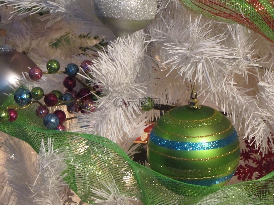 装饰,树,圣诞节