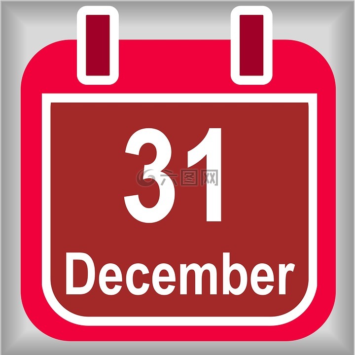 12月31日,日历,红色