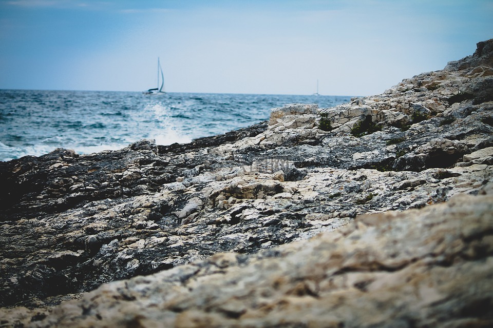 前景色,石,海洋