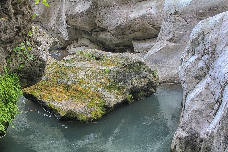 岩,巨砾,溪