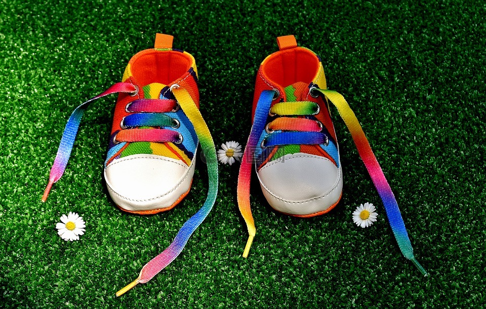 彩虹色,鞋,婴儿鞋