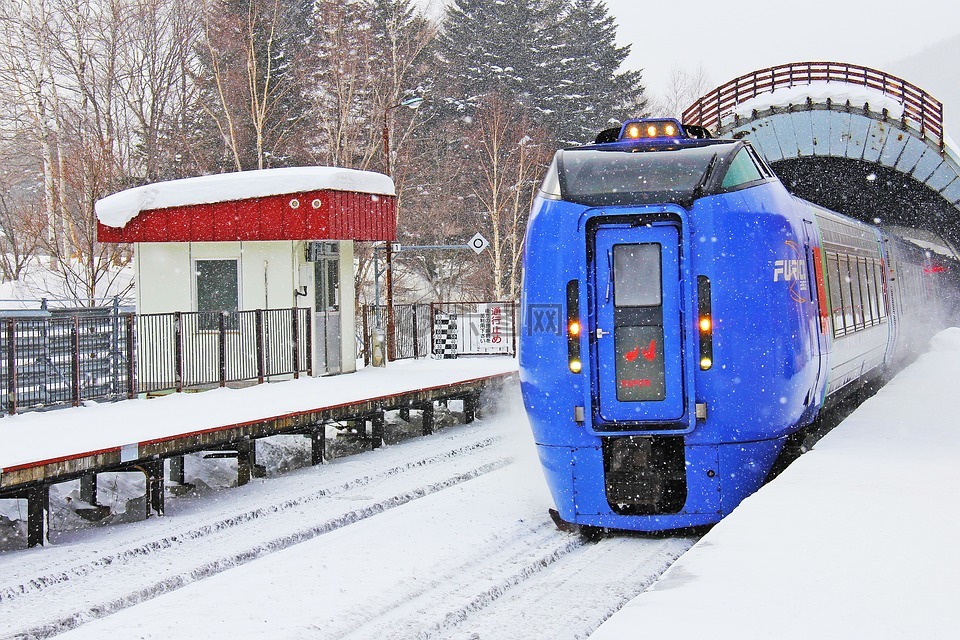 火车,雪下,美丽