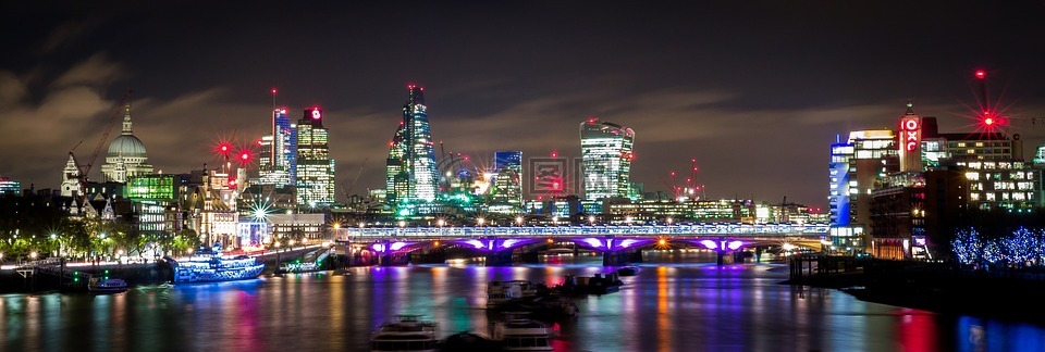 伦敦,夜,灯