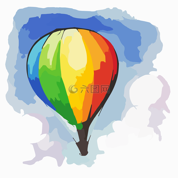 热气球,彩虹,流