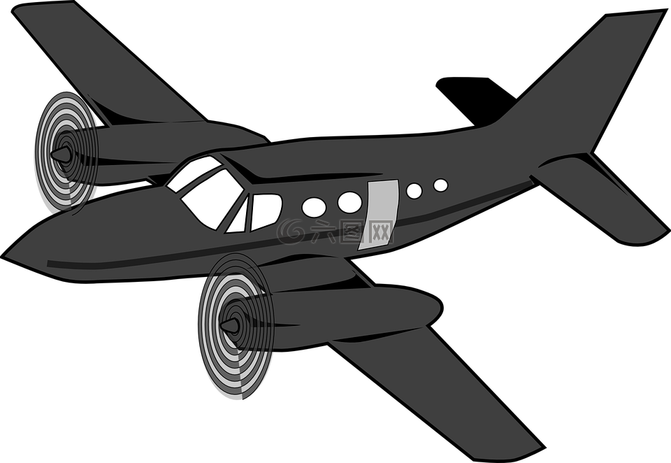 飞机,螺旋桨驱动,黑
