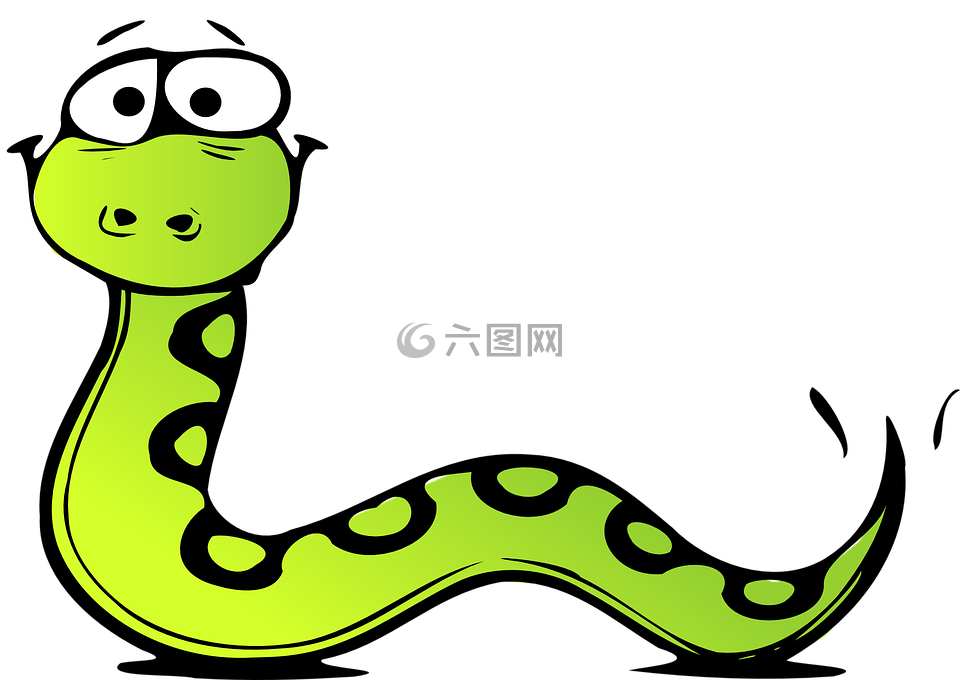 蛇,绿色,卡通
