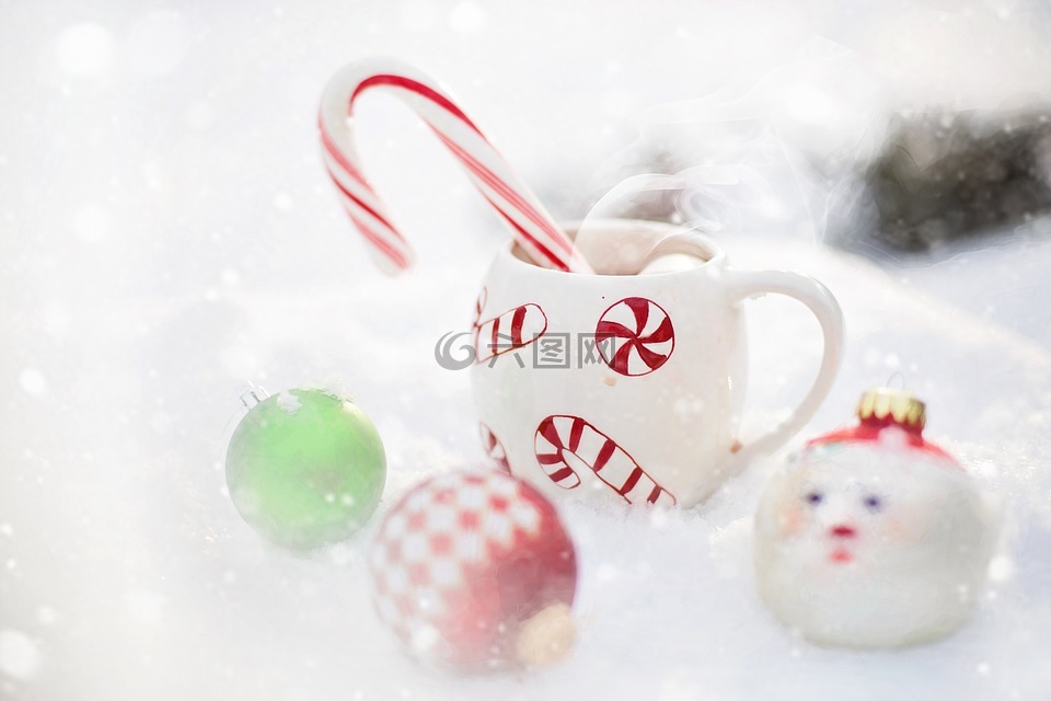 热巧克力,雪,圣诞节