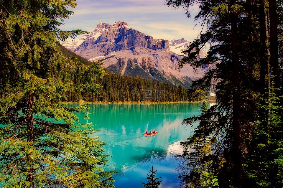翡翠湖,加拿大,船