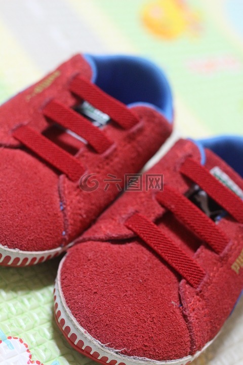 婴儿,鞋子,红色
