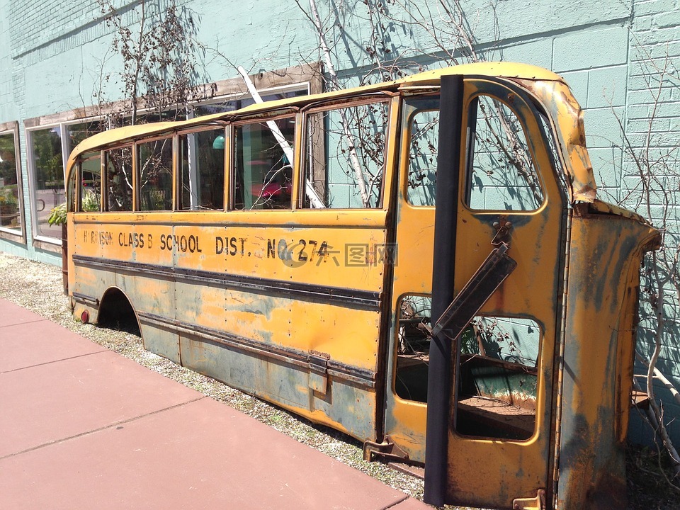 学校巴士,黄色,生疏
