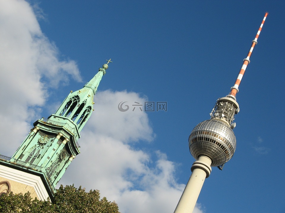 柏林,电视塔,对比